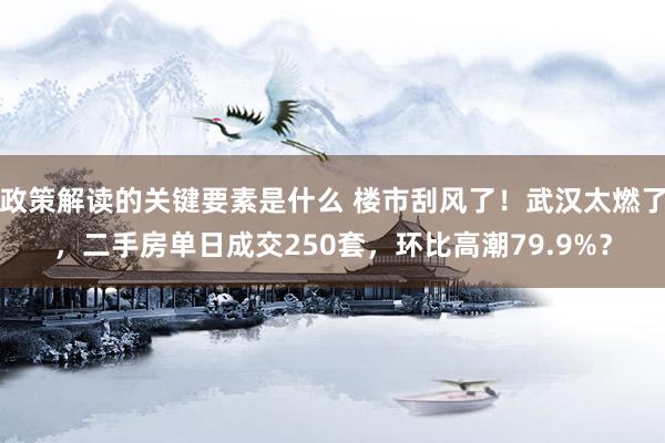 政策解读的关键要素是什么 楼市刮风了！武汉太燃了，二手房单日成交250套，环比高潮79.9%？