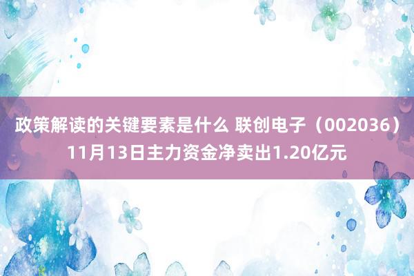 政策解读的关键要素是什么 联创电子（002036）11月13日主力资金净卖出1.20亿元