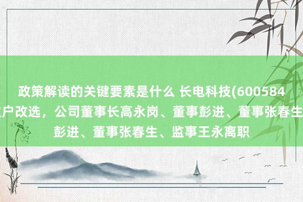 政策解读的关键要素是什么 长电科技(600584.SH)：新鼓励过户改选，公司董事长高永岗、董事彭进、董事张春生、监事王永离职