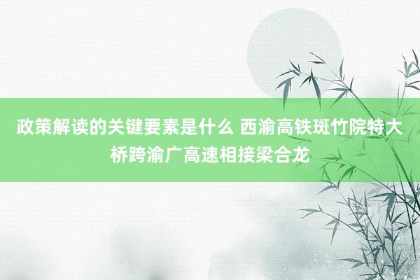 政策解读的关键要素是什么 西渝高铁斑竹院特大桥跨渝广高速相接梁合龙