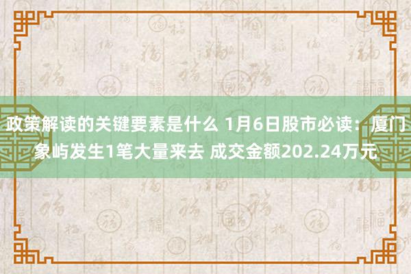 政策解读的关键要素是什么 1月6日股市必读：厦门象屿发生1笔大量来去 成交金额202.24万元