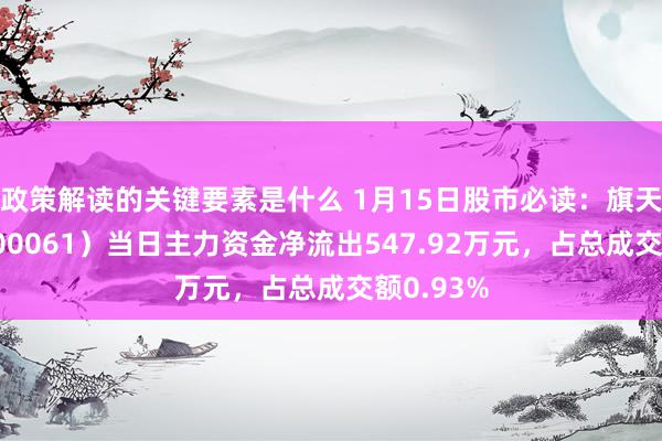 政策解读的关键要素是什么 1月15日股市必读：旗天科技（300061）当日主力资金净流出547.92万元，占总成交额0.93%