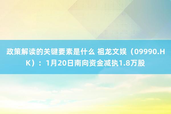 政策解读的关键要素是什么 祖龙文娱（09990.HK）：1月20日南向资金减执1.8万股