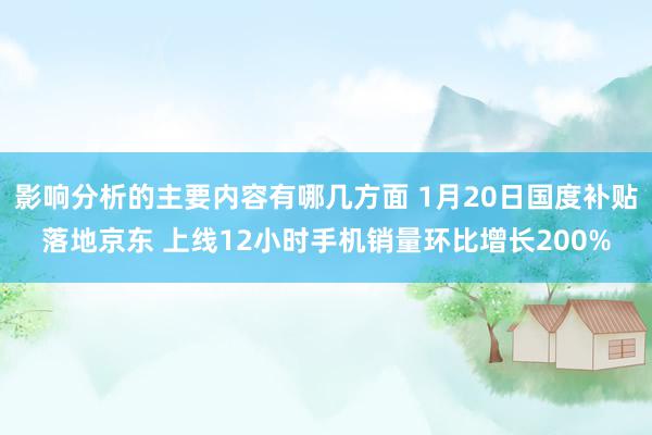 影响分析的主要内容有哪几方面 1月20日国度补贴落地京东 上线12小时手机销量环比增长200%