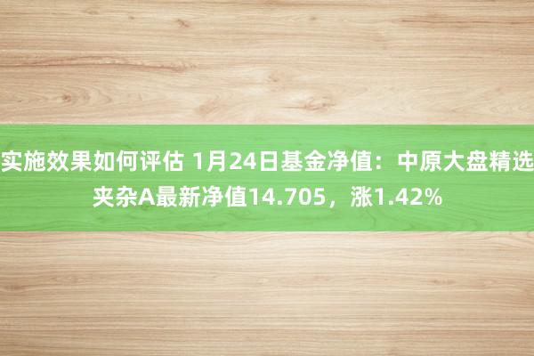 实施效果如何评估 1月24日基金净值：中原大盘精选夹杂A最新净值14.705，涨1.42%